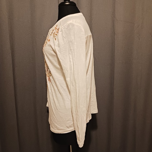 Style & Co Womens Floral Embroidered Sequined Tunic‎ Top Blouse Long Sleeve PM - Picture 4 of 7